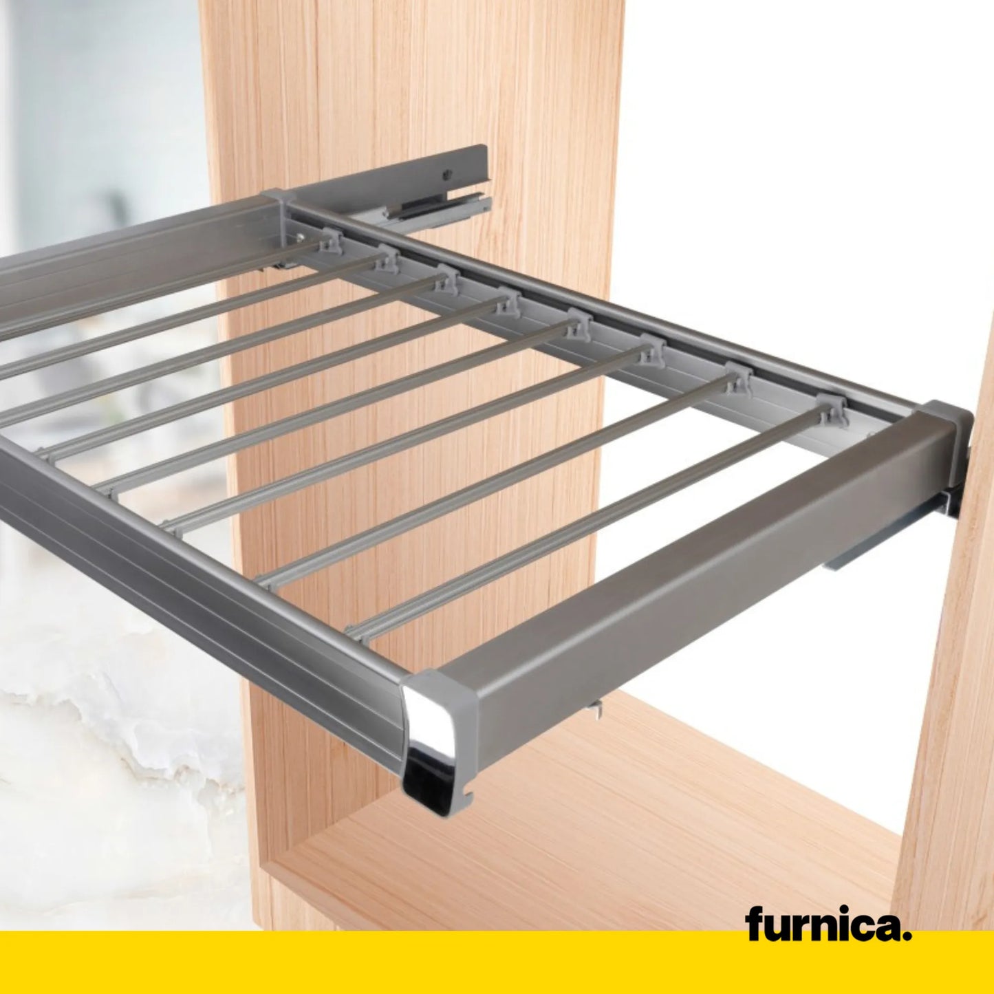 Ausziehbarer Hosenbügel für 80-cm-Schrank Soft-Close - Einzelner Fachboden - Grau – Furnica