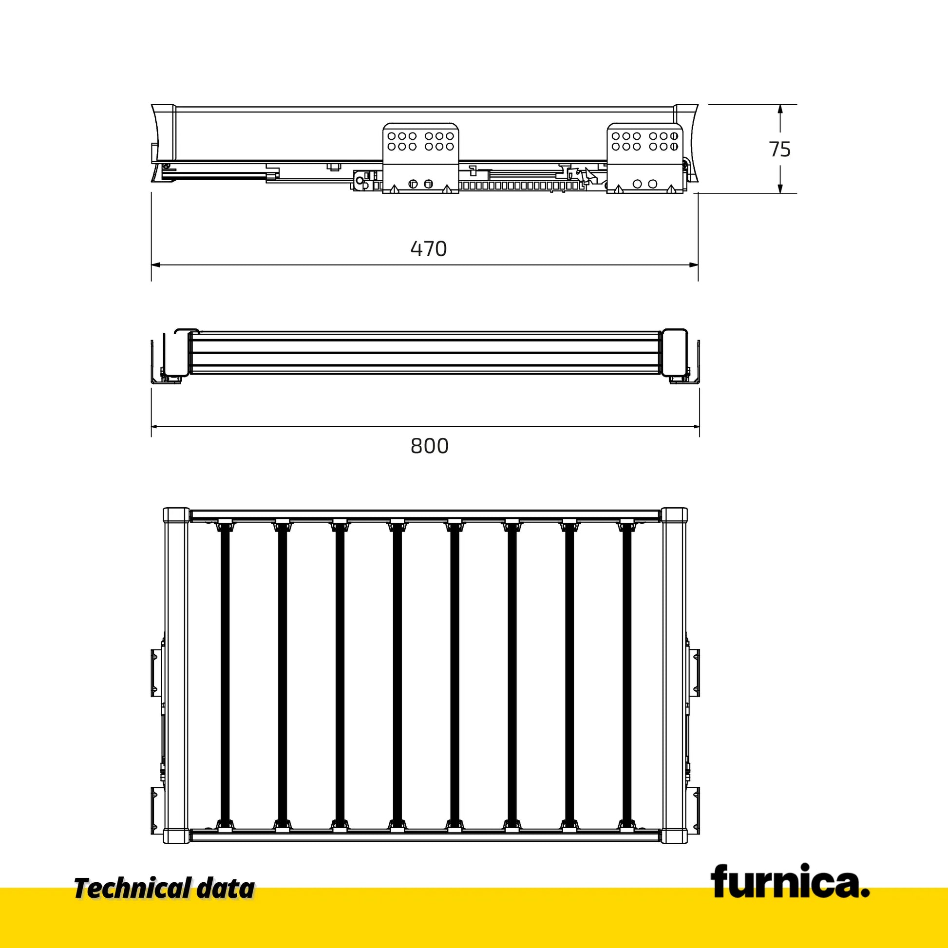 Ausziehbarer Hosenbügel für 80-cm-Schrank Soft-Close - Einzelner Fachboden - Grau – Furnica