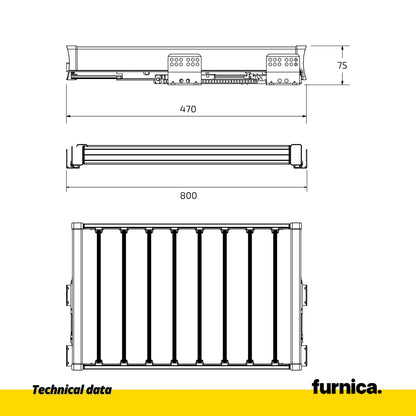 Ausziehbarer Hosenbügel für 80-cm-Schrank Soft-Close - Einzelner Fachboden - Grau – Furnica