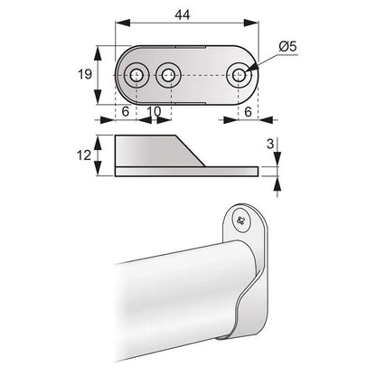 Befestigung für 15x30mm Oval Stange, Nickel – Furnica