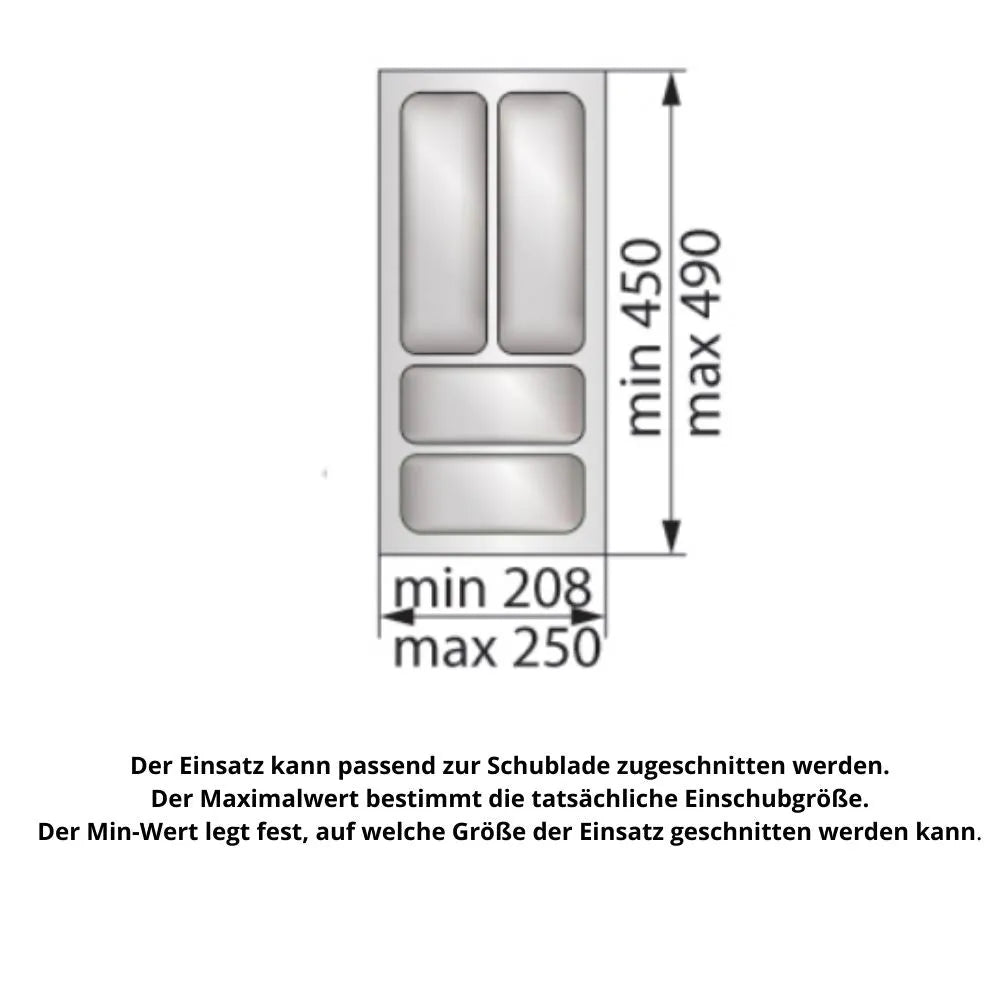 Besteckeinsatz für Schublade, Korpusbreite: 300mm, Tiefe: 490mm - Weiß – Furnica