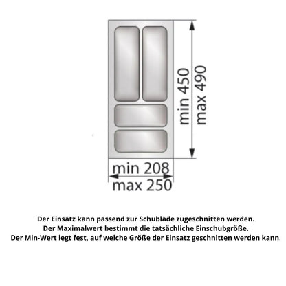 Besteckeinsatz für Schublade, Korpusbreite: 300mm, Tiefe: 490mm - Weiß – Furnica