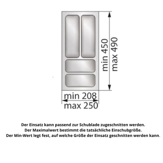 Besteckeinsatz für Schublade, Korpusbreite: 300mm, Tiefe: 490mm - Weiß – Furnica