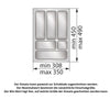 Besteckeinsatz für Schublade, Korpusbreite: 400mm, Tiefe: 490mm - Metallic