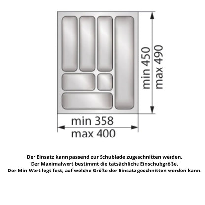 Besteckeinsatz für Schublade, Korpusbreite: 450mm, Tiefe: 490mm - Weiß – Furnica
