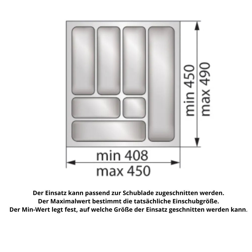 Besteckeinsatz für Schublade, Korpusbreite: 500mm, Tiefe: 490mm - Weiß – Furnica