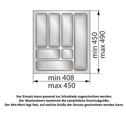 Besteckeinsatz für Schublade, Korpusbreite: 500mm, Tiefe: 490mm - Weiß – Furnica
