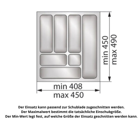 Besteckeinsatz für Schublade, Korpusbreite: 500mm, Tiefe: 490mm - Weiß – Furnica