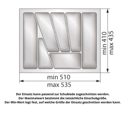 Besteckeinsatz für Schublade, Korpusbreite: 600mm, Tiefe: 430mm - Weiß – Furnica