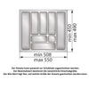 Besteckeinsatz für Schublade, Korpusbreite: 600mm, Tiefe: 490mm - Metallic