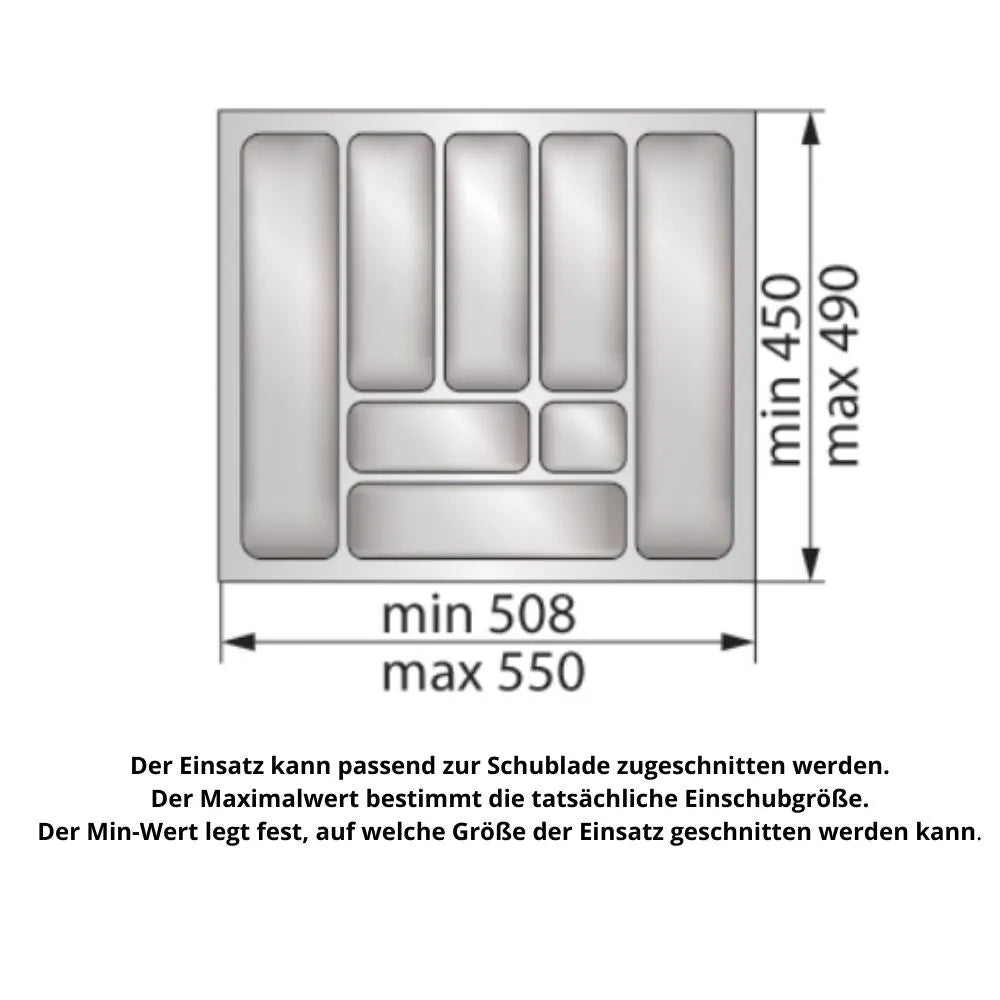 Besteckeinsatz für Schublade, Korpusbreite: 600mm, Tiefe: 490mm - Weiß – Furnica