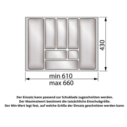 Besteckeinsatz für Schublade, Korpusbreite: 700mm, Tiefe: 430mm - Weiß – Furnica
