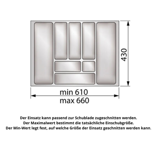 Besteckeinsatz für Schublade, Korpusbreite: 700mm, Tiefe: 430mm - Weiß – Furnica