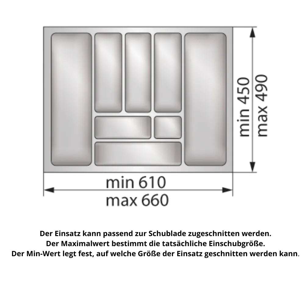 Besteckeinsatz für Schublade, Korpusbreite: 700mm, Tiefe: 490mm - Weiß – Furnica