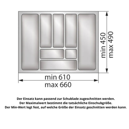 Besteckeinsatz für Schublade, Korpusbreite: 700mm, Tiefe: 490mm - Weiß – Furnica