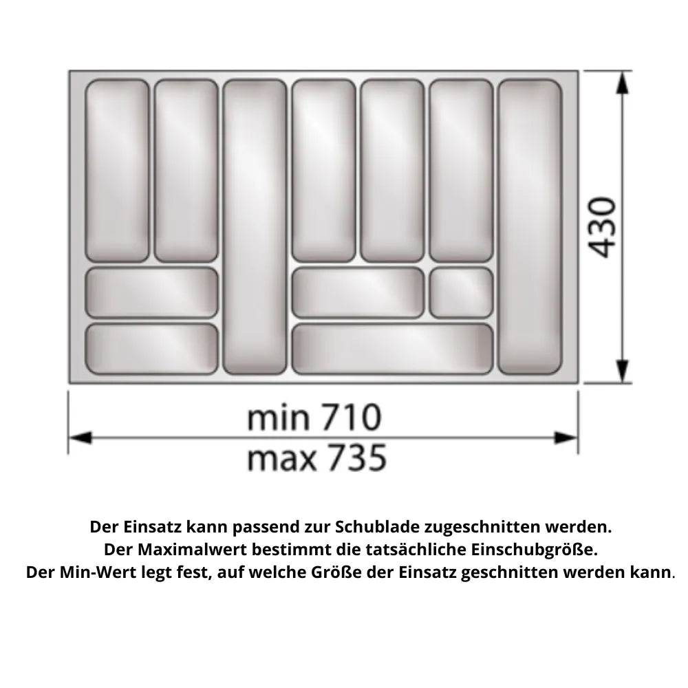 Besteckeinsatz für Schublade, Korpusbreite: 800mm, Tiefe: 430mm - Weiß – Furnica