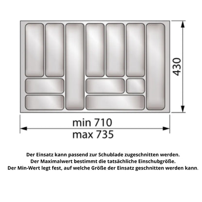 Besteckeinsatz für Schublade, Korpusbreite: 800mm, Tiefe: 430mm - Weiß – Furnica