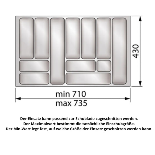 Besteckeinsatz für Schublade, Korpusbreite: 800mm, Tiefe: 430mm - Weiß – Furnica