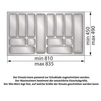 Besteckeinsatz für Schublade, Korpusbreite: 900mm, Tiefe: 490mm - Weiß – Furnica