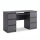 CUBA - Schreibtisch mit 6 Schubladen und Tastaturablage 130cm - Anthrazit Grau – Furnica