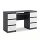 CUBA - Schreibtisch mit 6 Schubladen und Tastaturablage 130cm - Anthrazit Grau / Weiß Matt – Furnica
