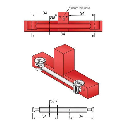 Doppeldübel 34+16+34mm – Furnica