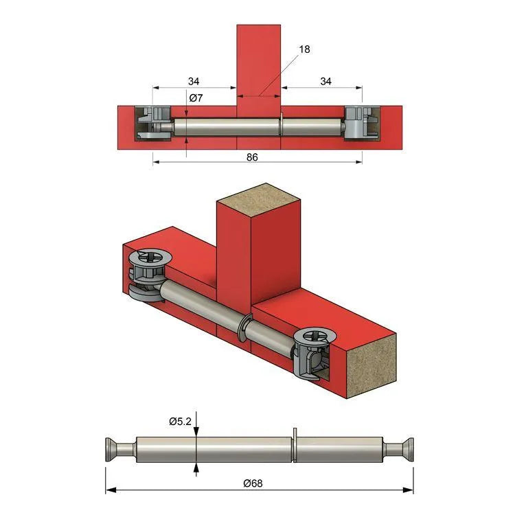 Doppeldübel 34+16+34mm – Furnica
