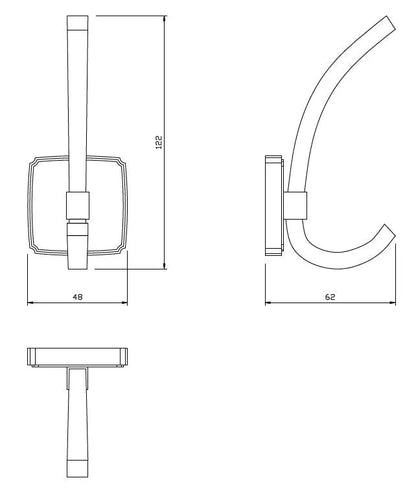 Doppelter Hut- und Mantelhaken - 122 mm - Chrom – Furnica
