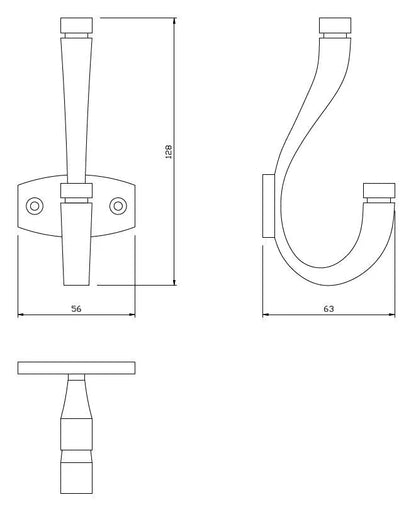 Doppelter Hut- und Mantelhaken - 128 mm - Satin – Furnica