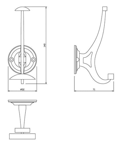 Doppelter Hut- und Mantelhaken - 140 mm - Schwarz – Furnica