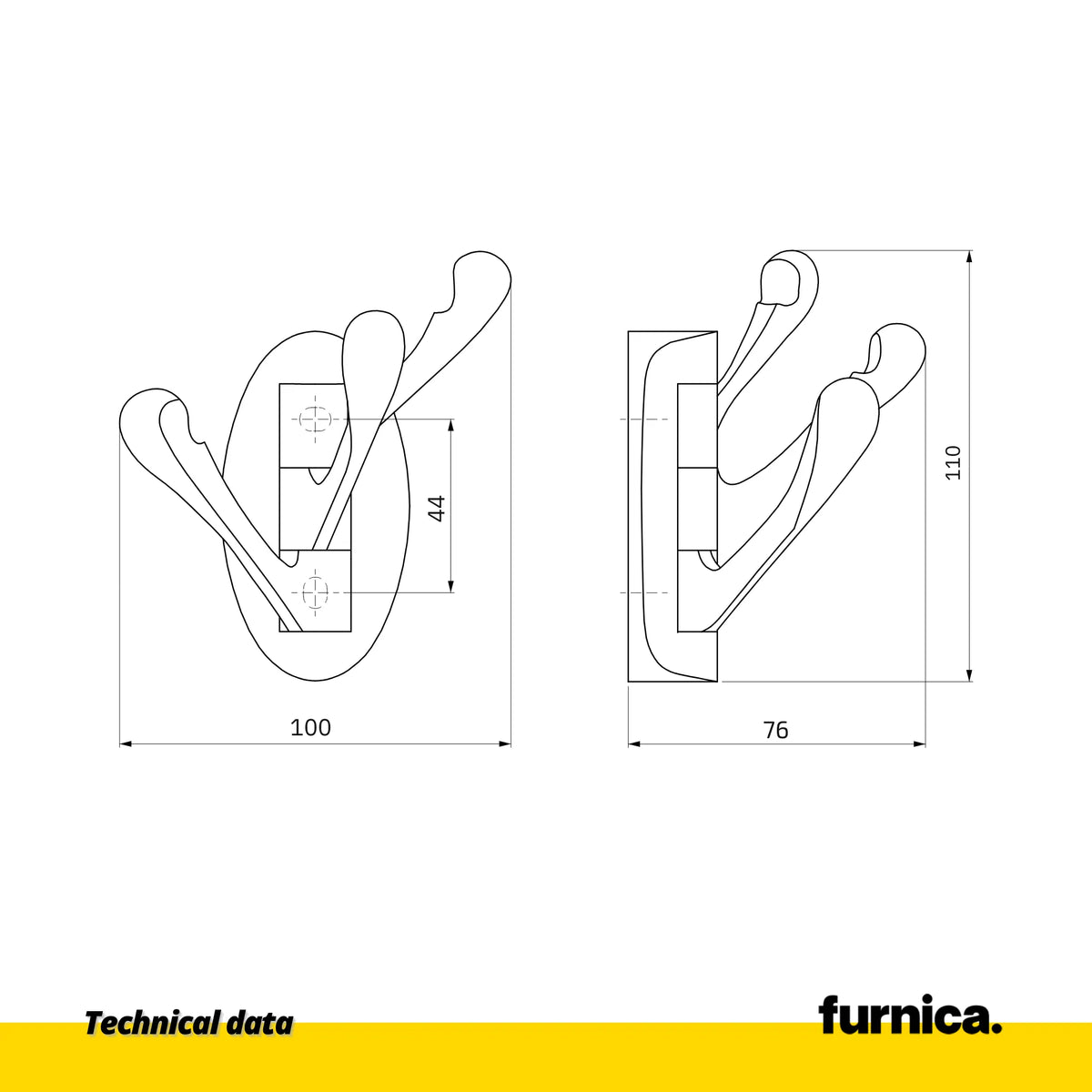 Dreifacher moderner Kleiderbügelhaken - Chrom – Furnica