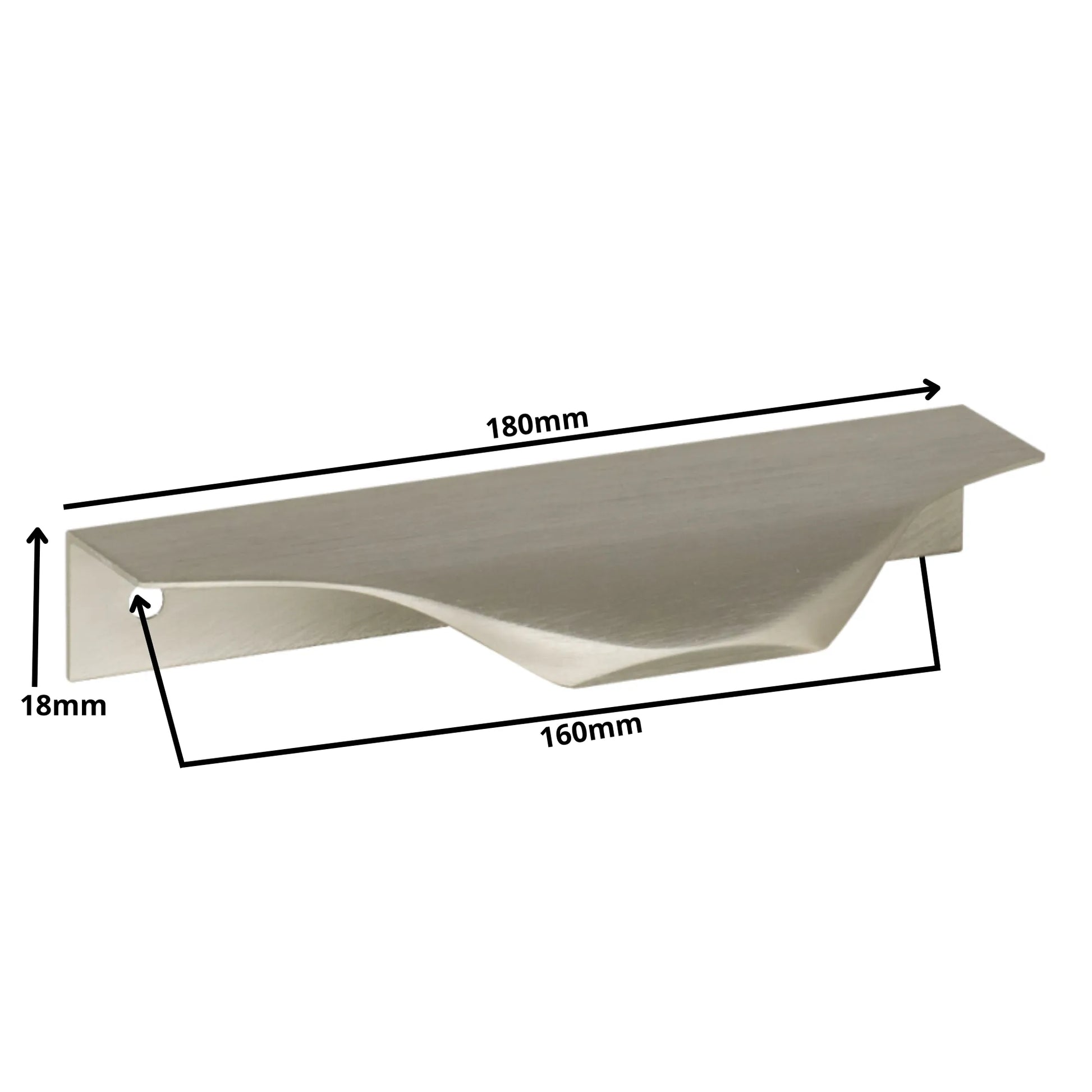 Edge Grip Rundprofil-Griff 160mm (180mm Gesamtlänge) - Gebürsteter Edelstahl – Furnica