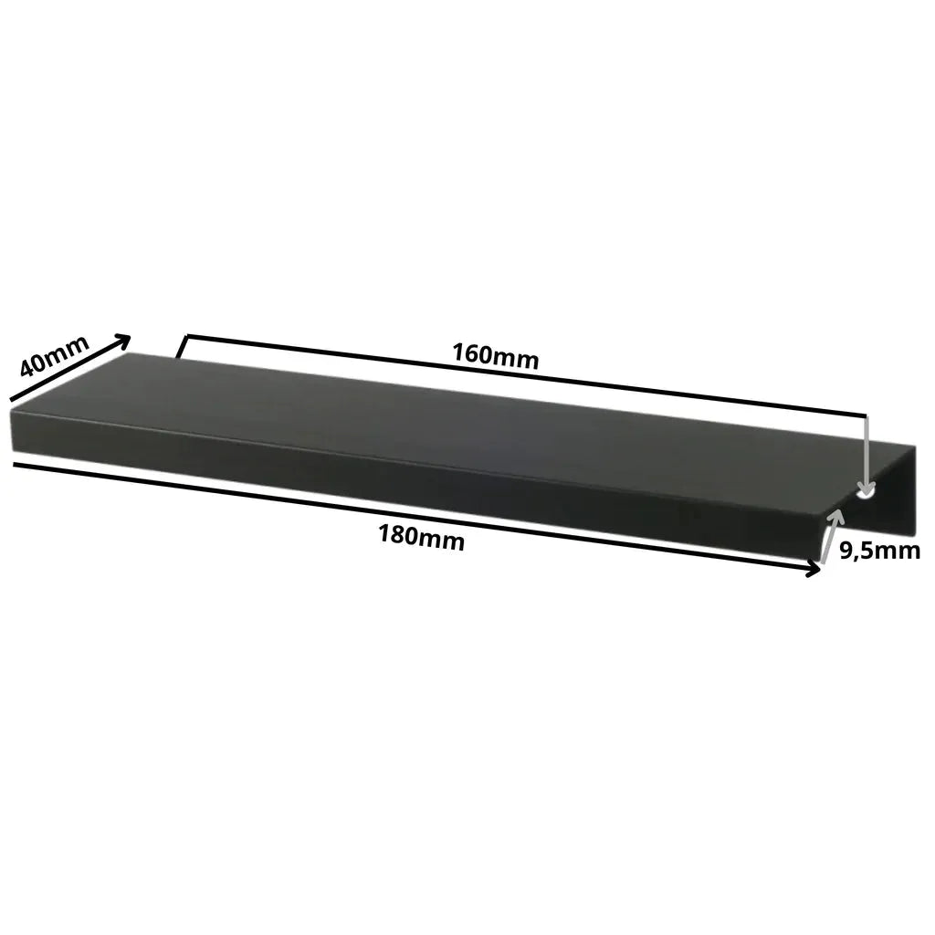 Edge Grip Rundprofil-Griff 160mm (180mm Gesamtlänge) - Schwarz Matt – Furnica