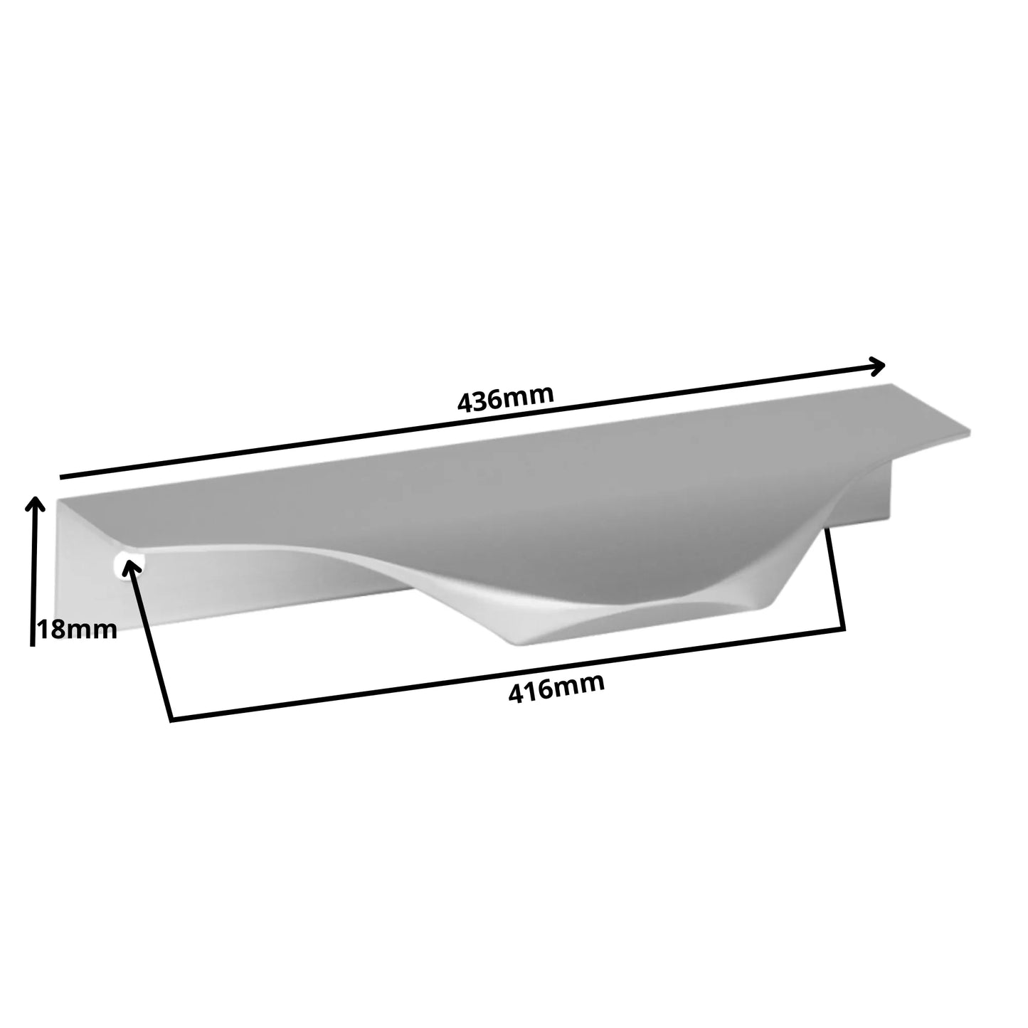 Edge Grip Rundprofil-Griff 416mm (436mm Gesamtlänge) - Aluminium – Furnica