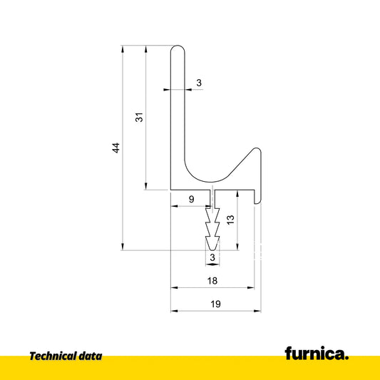 Einbauprofil II T18 / 350cm - Aluminium Anode – Furnica