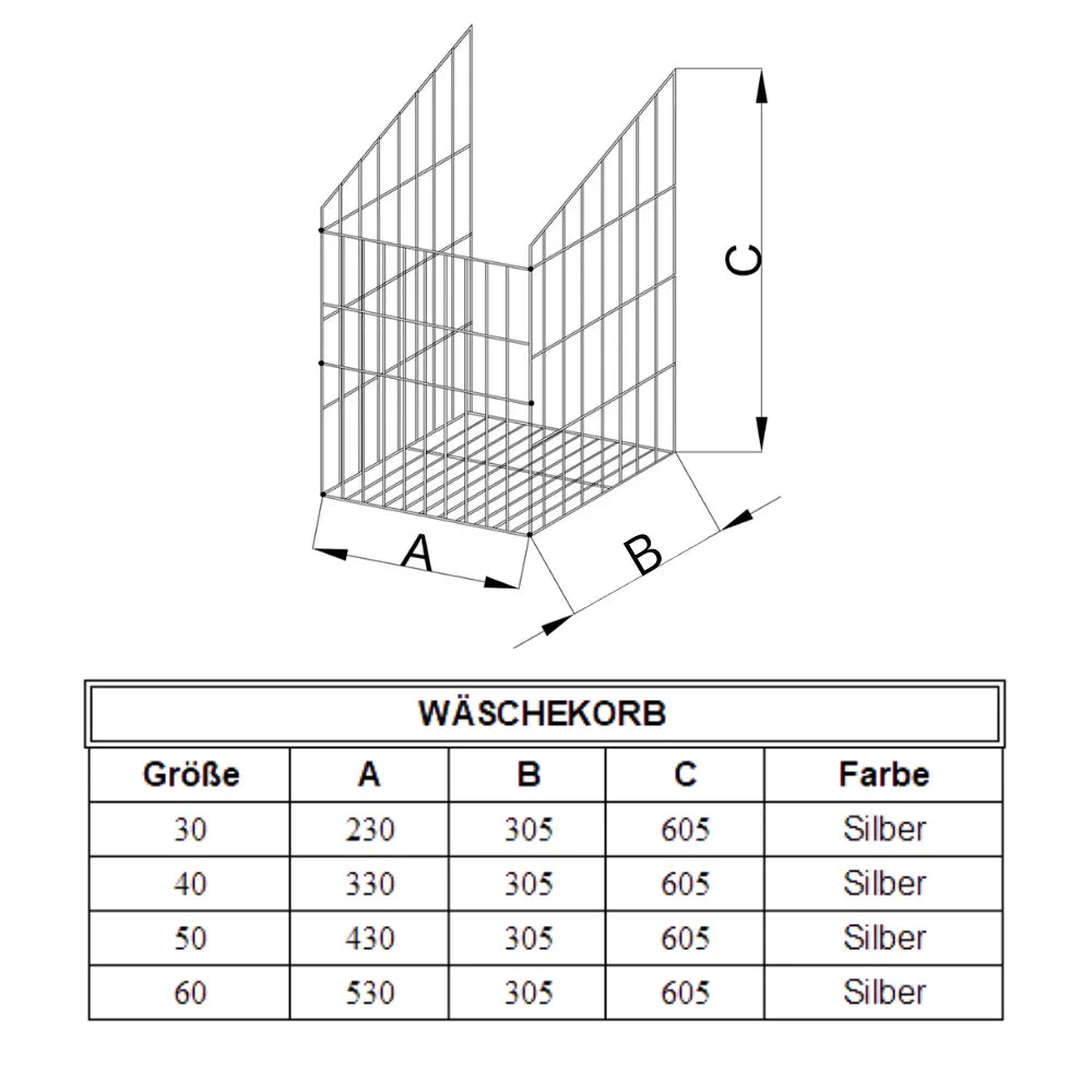 Faltbarer Wäschekorb 30cm - Chrom – Furnica