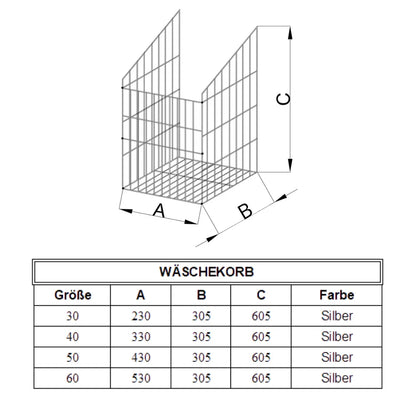 Faltbarer Wäschekorb 30cm - Chrom – Furnica