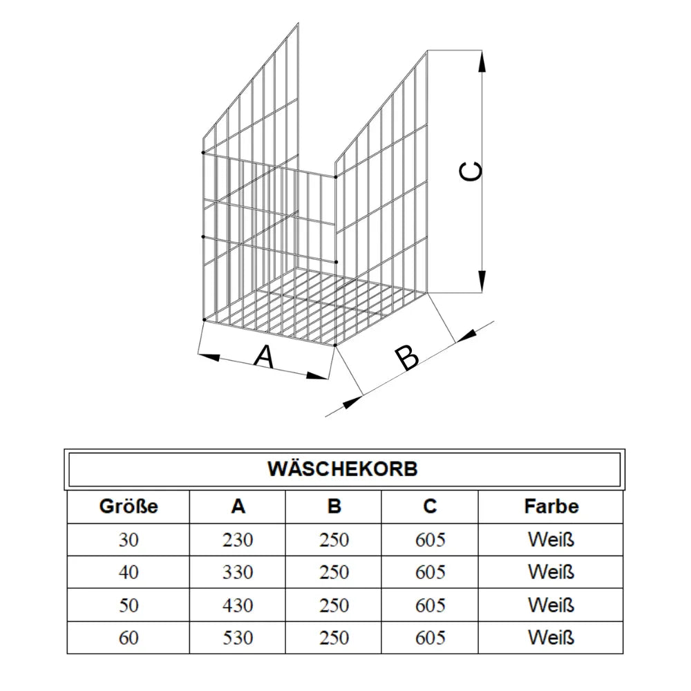 Faltbarer Wäschekorb 30cm - Weiß – Furnica
