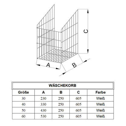 Faltbarer Wäschekorb 30cm - Weiß – Furnica