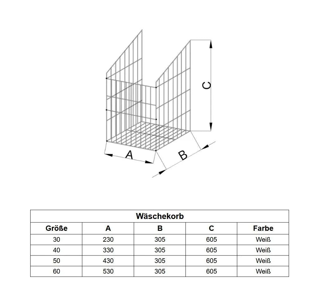 Faltbarer Wäschekorb 40cm - Weiß – Furnica