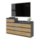 GABRIEL - Kommode / Sideboard mit 10 Schubladen (6+4) - Anthrazit Grau / Wotan Eiche H92/70cm B160cm T33cm – Furnica