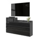 GABRIEL - Kommode / Sideboard mit 10 Schubladen (6+4) - Anthrazit / Schwarz Gloss H92/70cm B160cm T33cm – Furnica