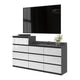 GABRIEL - Kommode / Sideboard mit 10 Schubladen (6+4) - Anthrazit / Weiß Gloss H92/70cm B160cm T33cm – Furnica