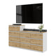 GABRIEL - Kommode / Sideboard mit 10 Schubladen (6+4) - Weiß Matt / Wotan Eiche H92/70cm B160cm T33cm – Furnica