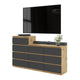 GABRIEL - Kommode / Sideboard mit 10 Schubladen (6+4) - Wotan Eiche / Anthrazit H92/70cm B160cm T33cm – Furnica