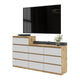 GABRIEL - Kommode / Sideboard mit 10 Schubladen (6+4) - Wotan Eiche / Weiß Matt H92/70cm B160cm T33cm – Furnica