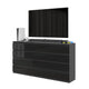GABRIEL - Kommode / Sideboard mit 12 Schubladen (8+4) - Anthrazit / Schwarz Gloss H92cm B180cm T33cm – Furnica