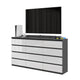 GABRIEL - Kommode / Sideboard mit 12 Schubladen (8+4) - Anthrazit / Weiß Gloss H92cm B180cm T33cm – Furnica