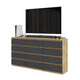 GABRIEL - Kommode / Sideboard mit 12 Schubladen (8+4) - Wotan Eiche / Anthrazit H92cm B180cm T33cm – Furnica