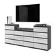 GABRIEL - Kommode / Sideboard mit 14 Schubladen (4+6+4) - Anthrazit / Weiß Gloss H92/70cm B220cm T33cm – Furnica